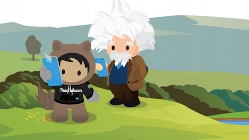 Illustration of Astro and Einstein with iPhones