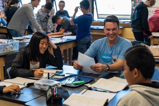Salesforce employees volunteer with future trailblazers in their classrooms