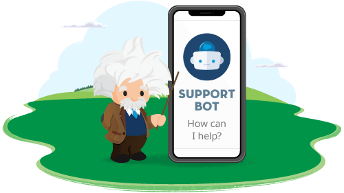Illustration of Einstein with a support bot