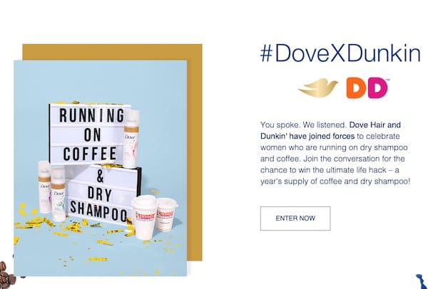 Dunkin and Dove collaborate for a giveaway social media campaign