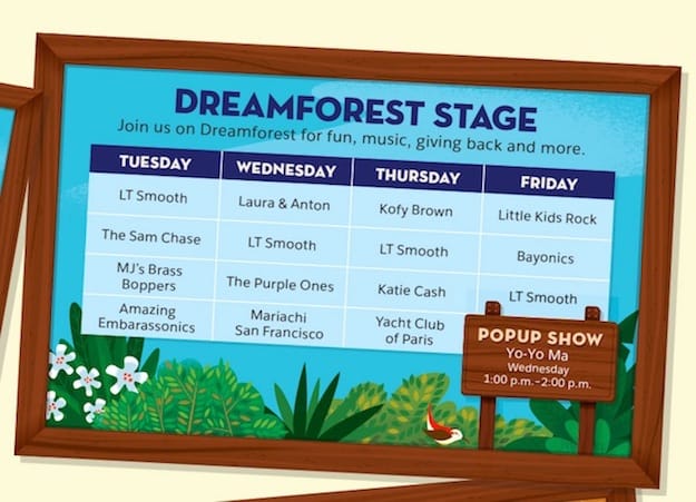 list of bands playing Dreamforest music festival at Dreamforce