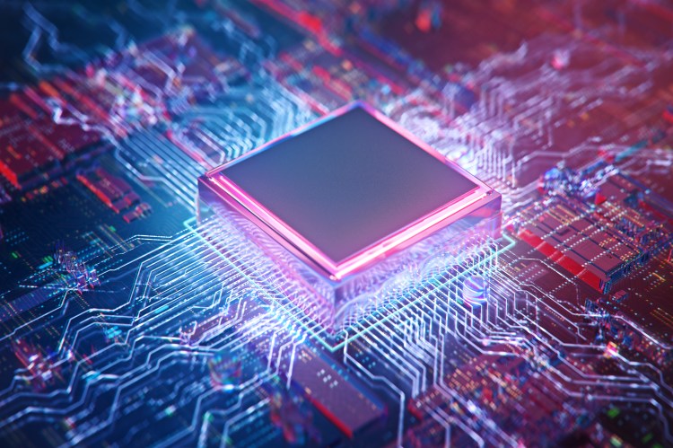 futuristic electrified Computer chip