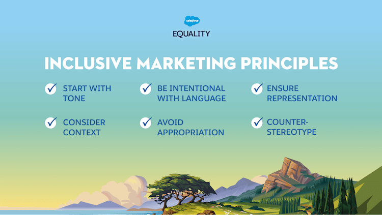 graphic that lists inclusive marketing principles