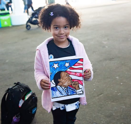 photo of young girl at the MLK Day parade in San Francisco