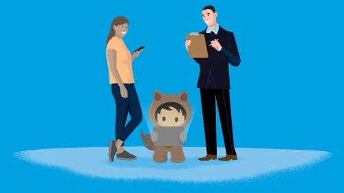Illustration with Astro and two business people