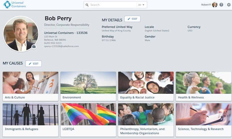 Philanthropy Cloud Dashboard Personalization