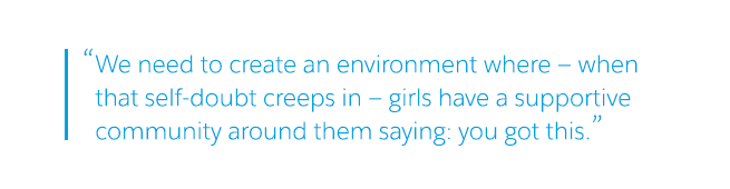 Quote from reshma Saujani about creating a supportive environment for girls.