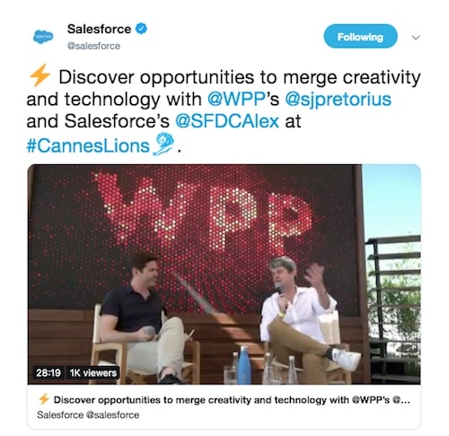 Screencapture of a tweet from Salesforce