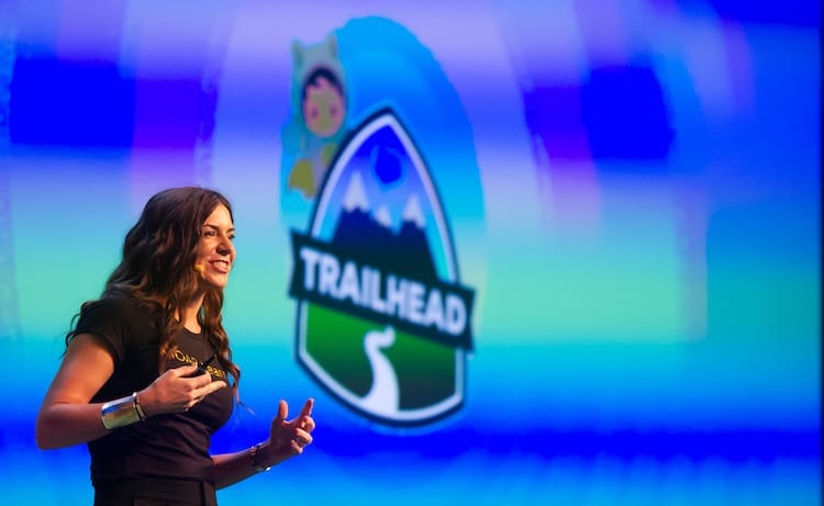 Photo of Sarah Franklin presenting Trailhead