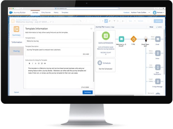 Screen capture of the shared journey templates in Marketing Cloud.