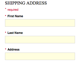 Screenshot of a shipping address field