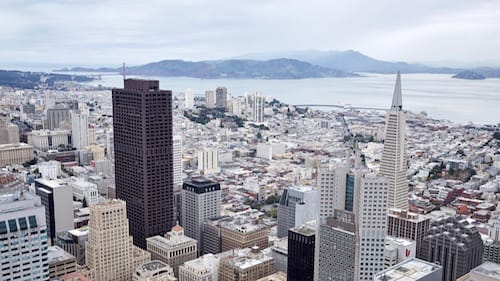 View from the top of Salesforce Tower in San Francisco, California