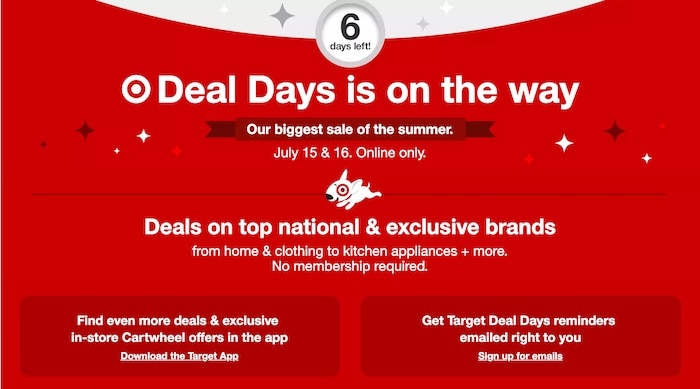 Image of Target Deal Days announcement