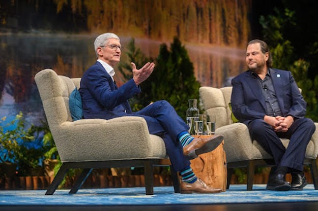 photo of Tim Cook and Marc Benioff