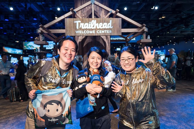 Dreamforce attendees at the Trailhead welcome center