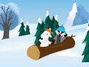 Salesforce characters sledding