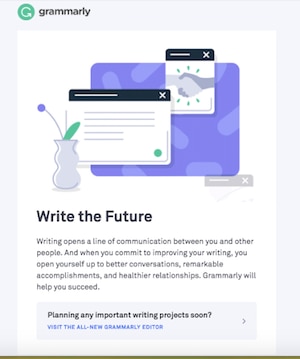 Grammarly welcome email
