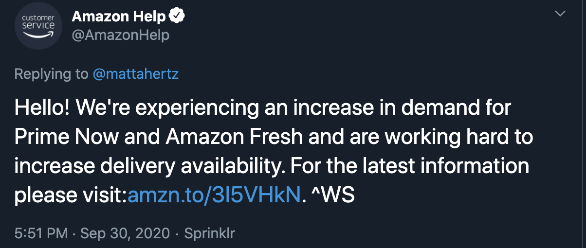 Amazon help tweet