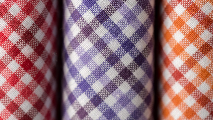 Gingham fabric bolts