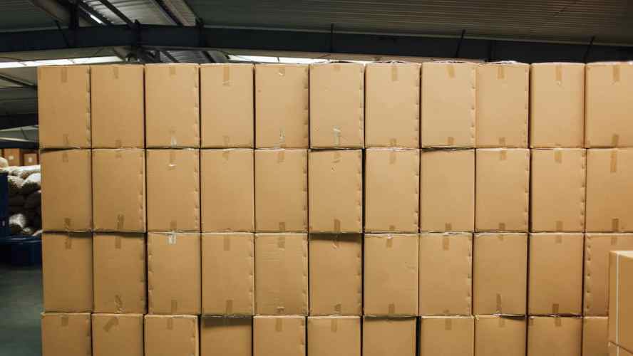 boxes in a retail warehouse