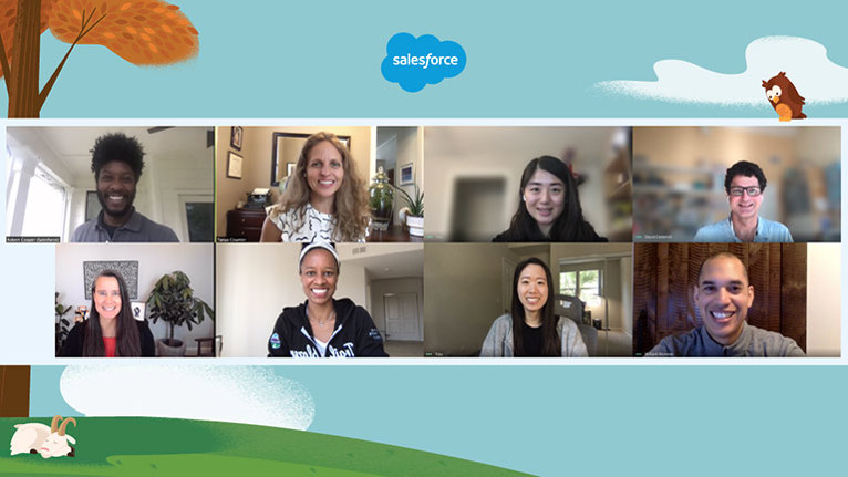 Salesforce mentors on a videocall 