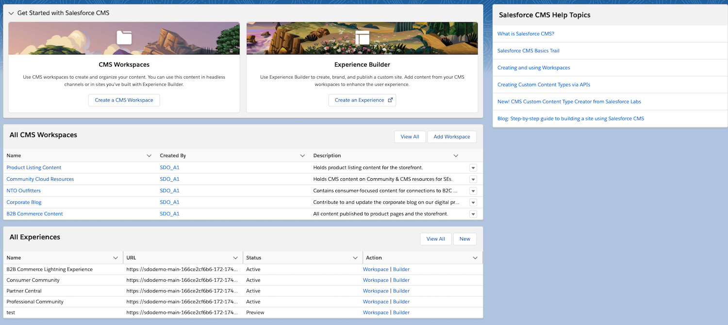 Get Started with Salesforce CMS screen