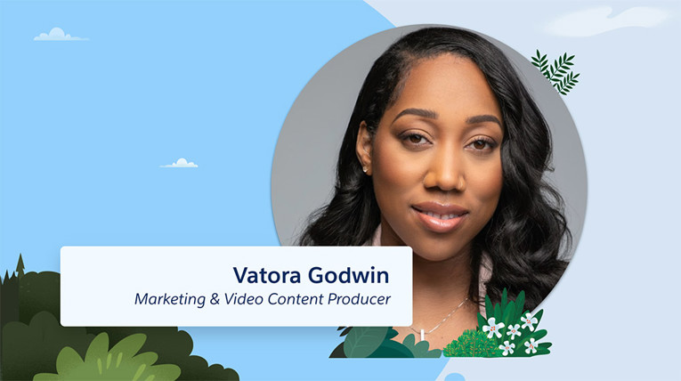 Photo of Vatora Godwin on a blue background. 