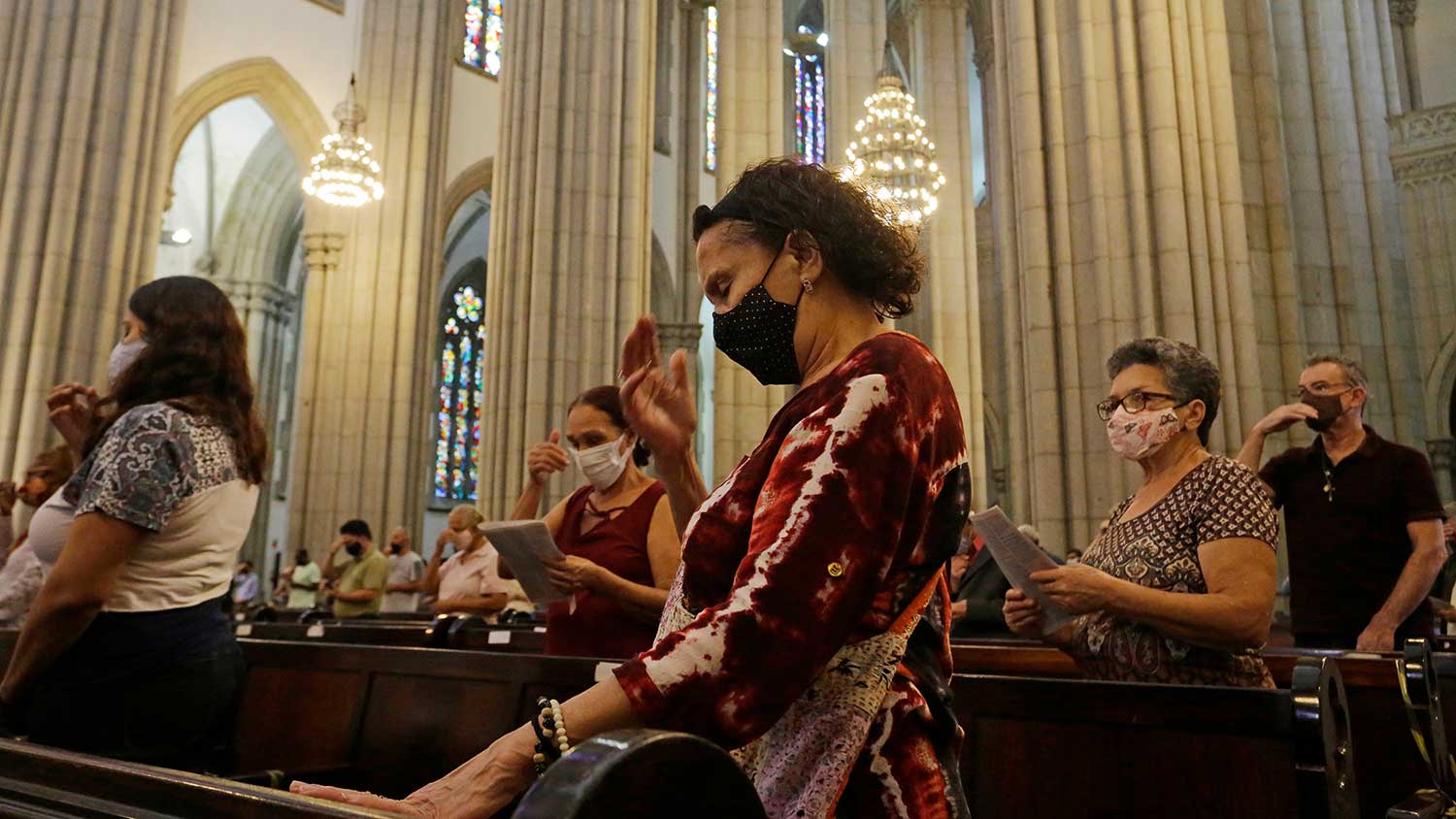 Church goers attend mass during the pandemic