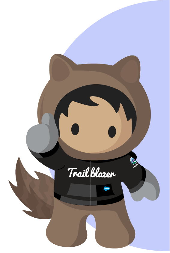 Astro the Salesforce character illustration in a Trailblazer hoodie