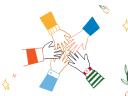 illustration of five hands stacked together in a circle