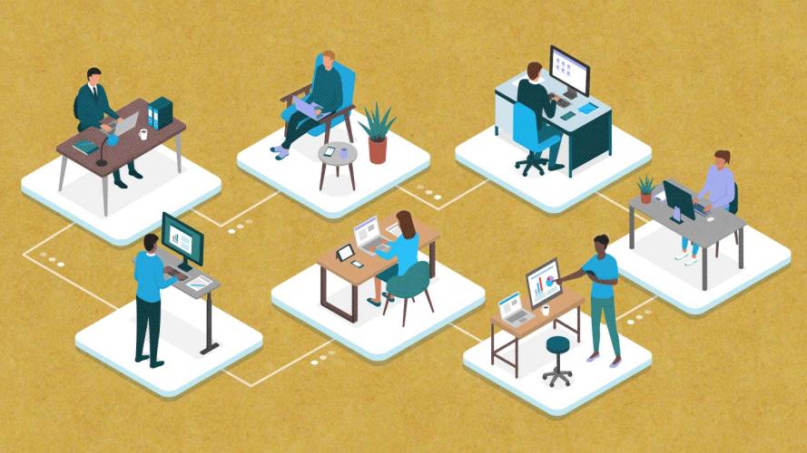 illustration of people working independently