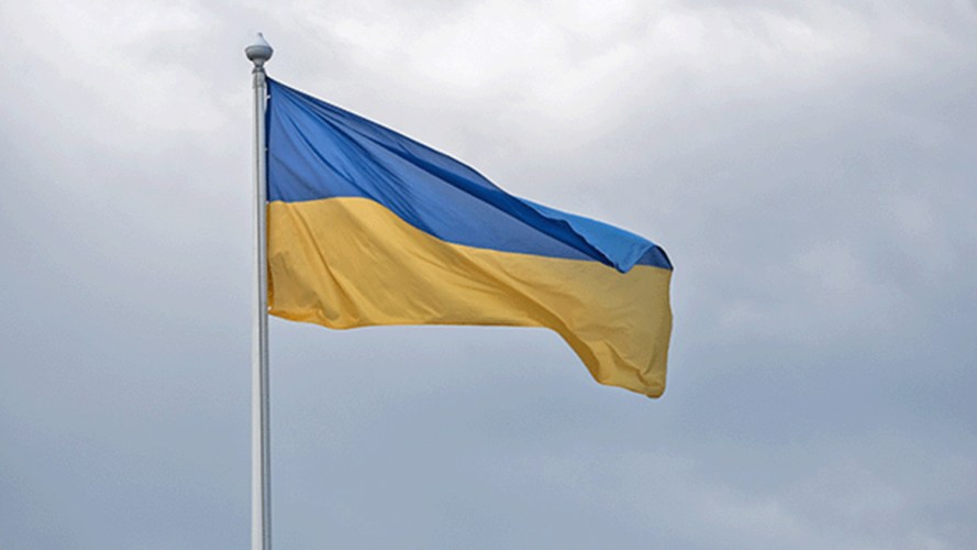 Ukraine's flag flowing in the wind