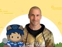 Trailblazer David Nava in his golden hoodie stood next to Military Astro.