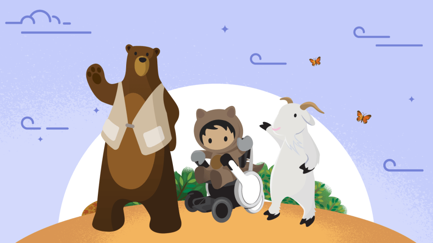 Astro in a wheelchair with Codey and Cloudy waving.