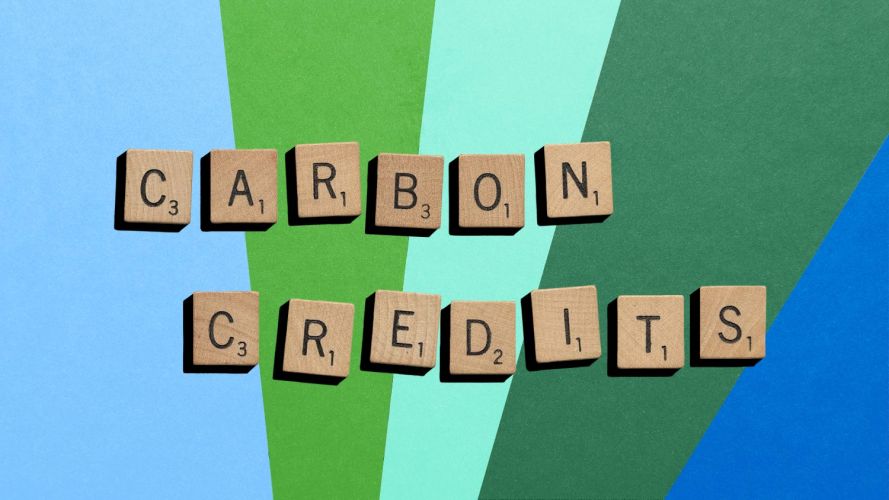 Carbon credits, spelled out here in letter tiles, can be a key part of our efforts to reach the shared global goal of net zero.