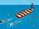 An illustration of workplace anxiety shows two coworkers jumping off a rowboat while someone in front speaks into a loudspeaker.