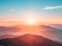 Skyline with sunrise mountain