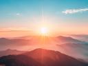 Skyline with sunrise mountain
