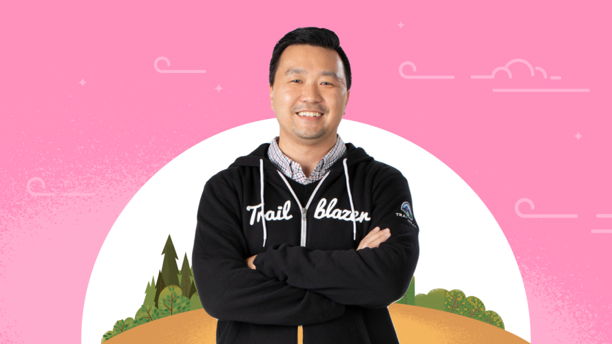 Gordon Lee author of Building Your Work Experience post smiling while wearing a zip-up Trailblazer hoodie