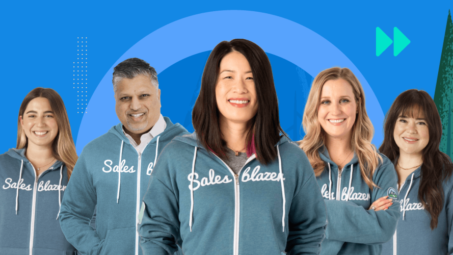 A group of Salesblazer wearing Salesblazer hoodies