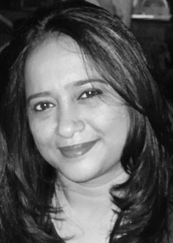 Photo of Mohana Priya in black and white.