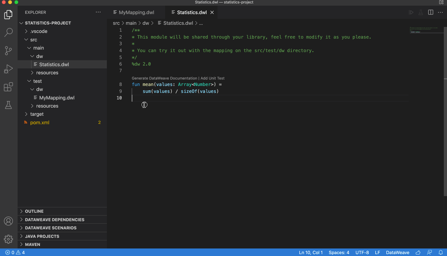 DataWeave testing framework