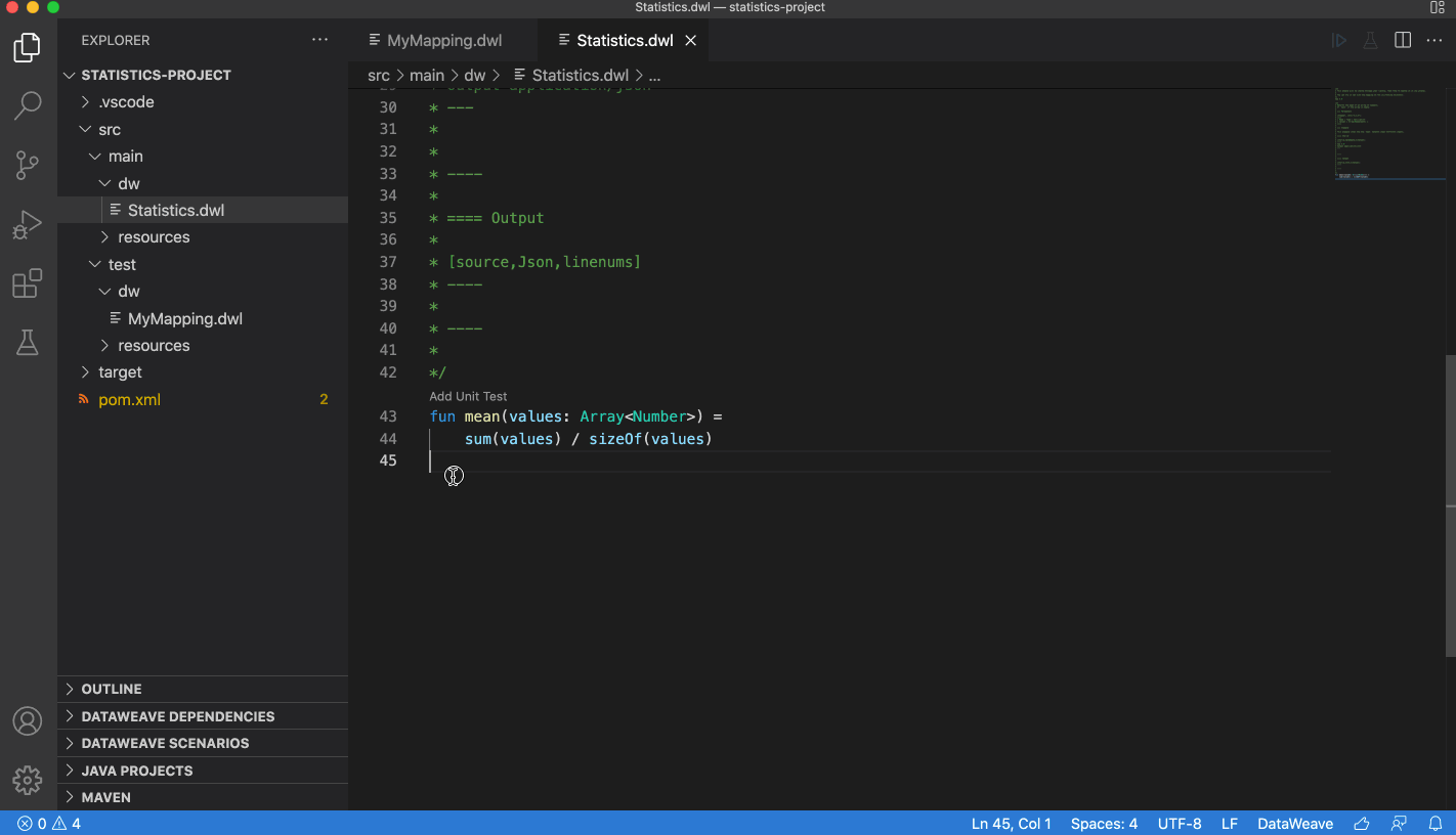 DataWeave testing framework