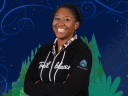 Trailblazer Karmel James in iconic Trailblazer hoodie. She is representing Trailblazers who career switch.