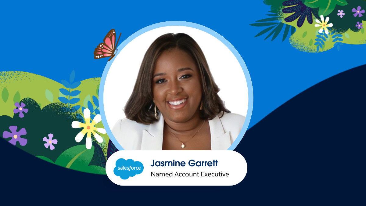 Photo of Jasmine Garrett with a blue background.