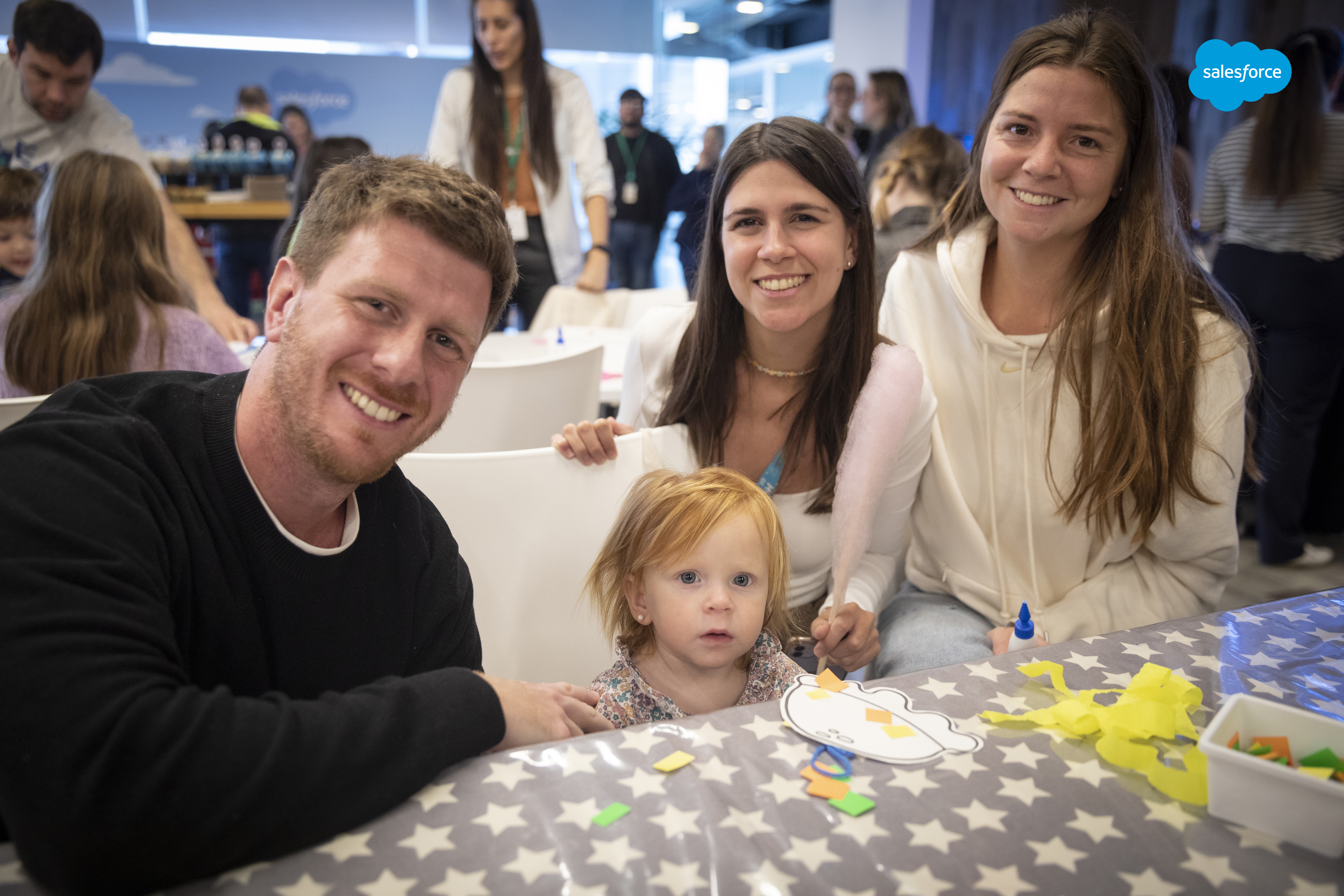 Marina pictured with her family at the Argentina Salesforce Adventure Club event.