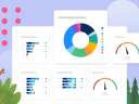Several types of sales dashboards with graphs and charts next to each other