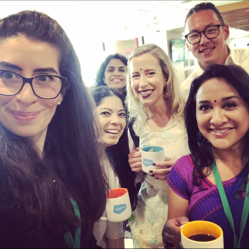 Francesca visiting with her fellow Cloud leaders in the Hyderabad hub, 2022.
