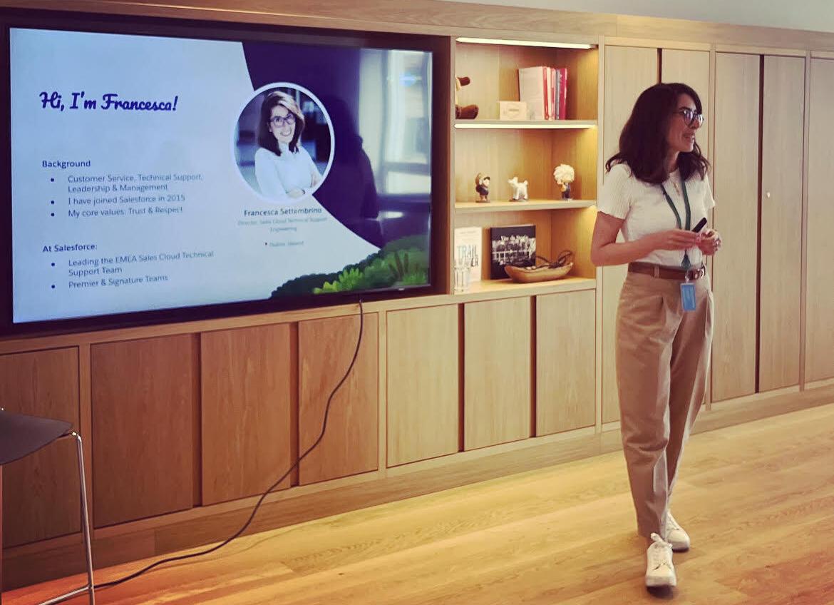 Francesca presenting to customers in the Dublin Tower.