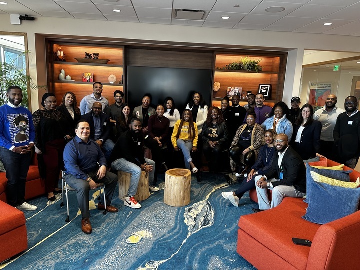 Chelsea hosting an HBCU panel for her local high school's collegiate program at the Salesforce Dallas Tower